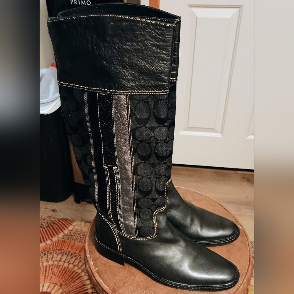 Coach Black and Gray Heeled Boots